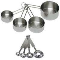 Stainless Steel Measuring Cups And Measuring Spoons 8-Piece Set, 4 Cups And 4 spoons
