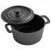 22cm Black Cast Iron Pot with Cover