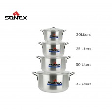 Sonex Heavy Duty Commercial  Aluminium Set of 4 Pots ( 20L, 25L, 30L, 35L)