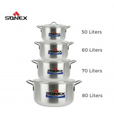 Sonex Heavy Duty Commercial  Aluminium Set of 4 Pots ( 50L, 60L, 70L, 80L)