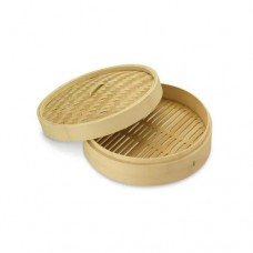 Single Tier Asian Kitchen Bamboo Food Steamer with Lid