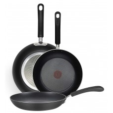 T-fal E938S3 Professional Total Nonstick Thermo-Spot Heat Indicator Fry Pan Cookware Set, 3-Piece, 8-Inch 10-Inch and 12-Inch, Black